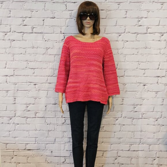 Designer - ST. JOHN Gorgeous 100% cotton pink/red/orange cable knit sweater - Picture 3 of 10